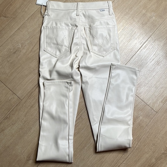 NEW MOTHER Faux Leather The Super Swooner in Wax On, Wax Off Egret, SIZE 23 0828 - Picture 6 of 10